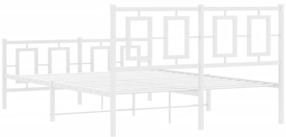 Estrutura de cama com cabeceira e pés 135x190 cm metal branco