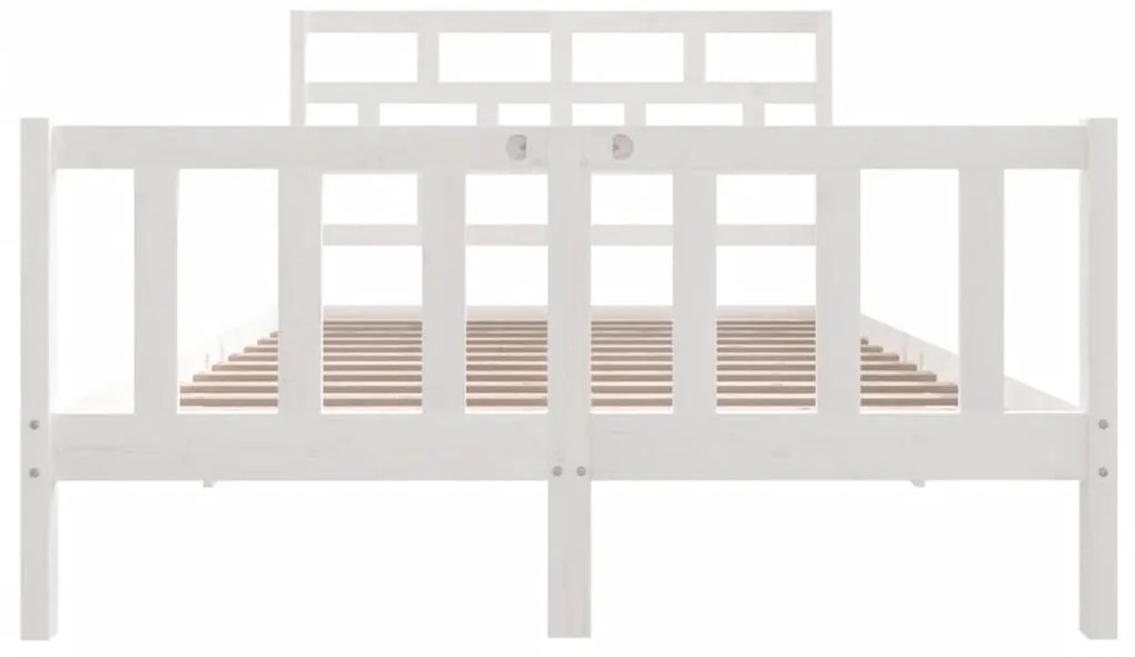Estrutura de cama 140x200 cm madeira de pinho maciça branco