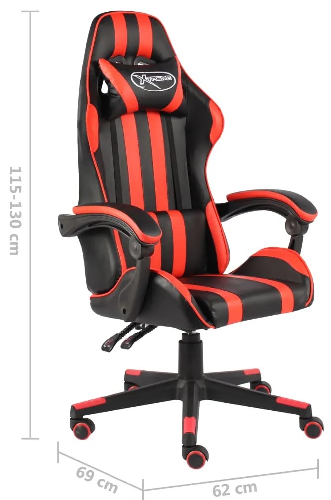 Cadeira estilo corrida couro artificial preto e vermelho