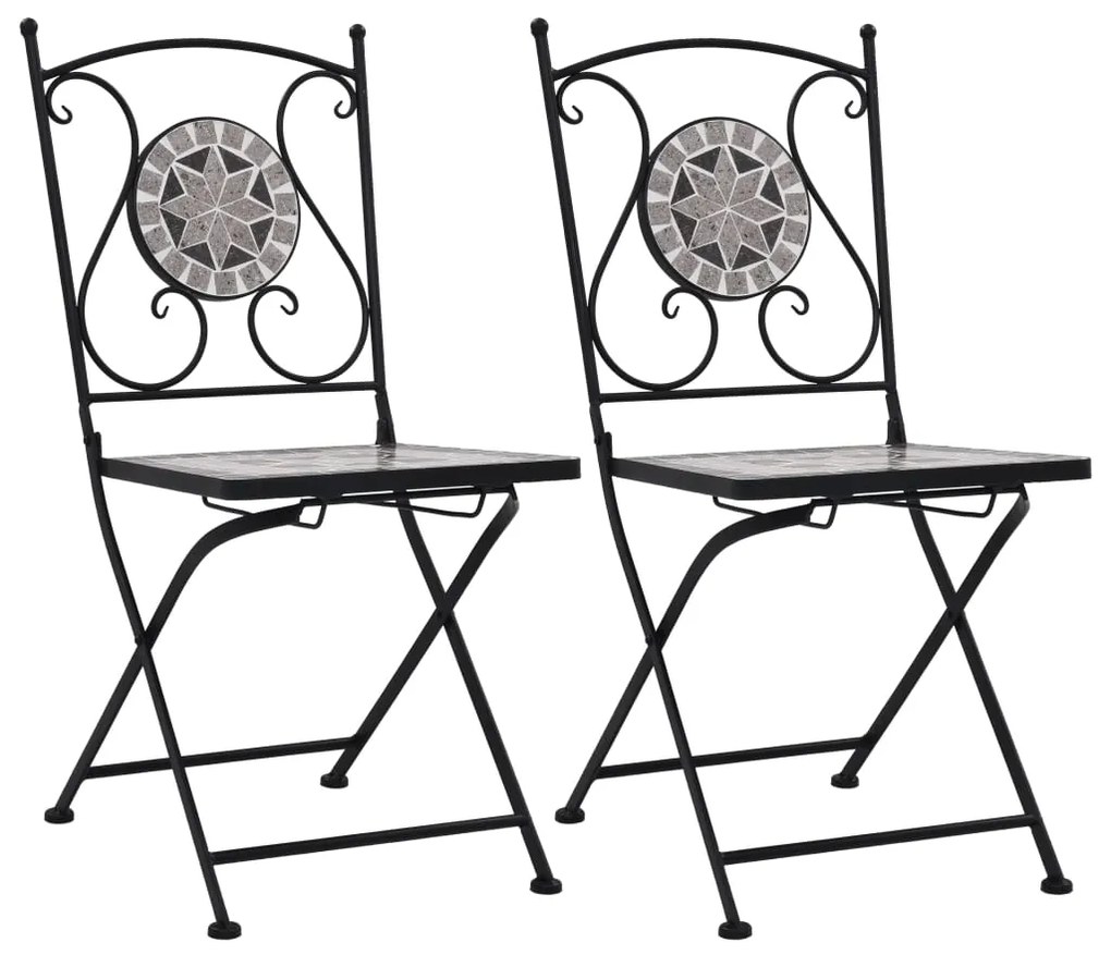 vidaXL Cadeiras bistrô em mosaico 2 pcs cinzento