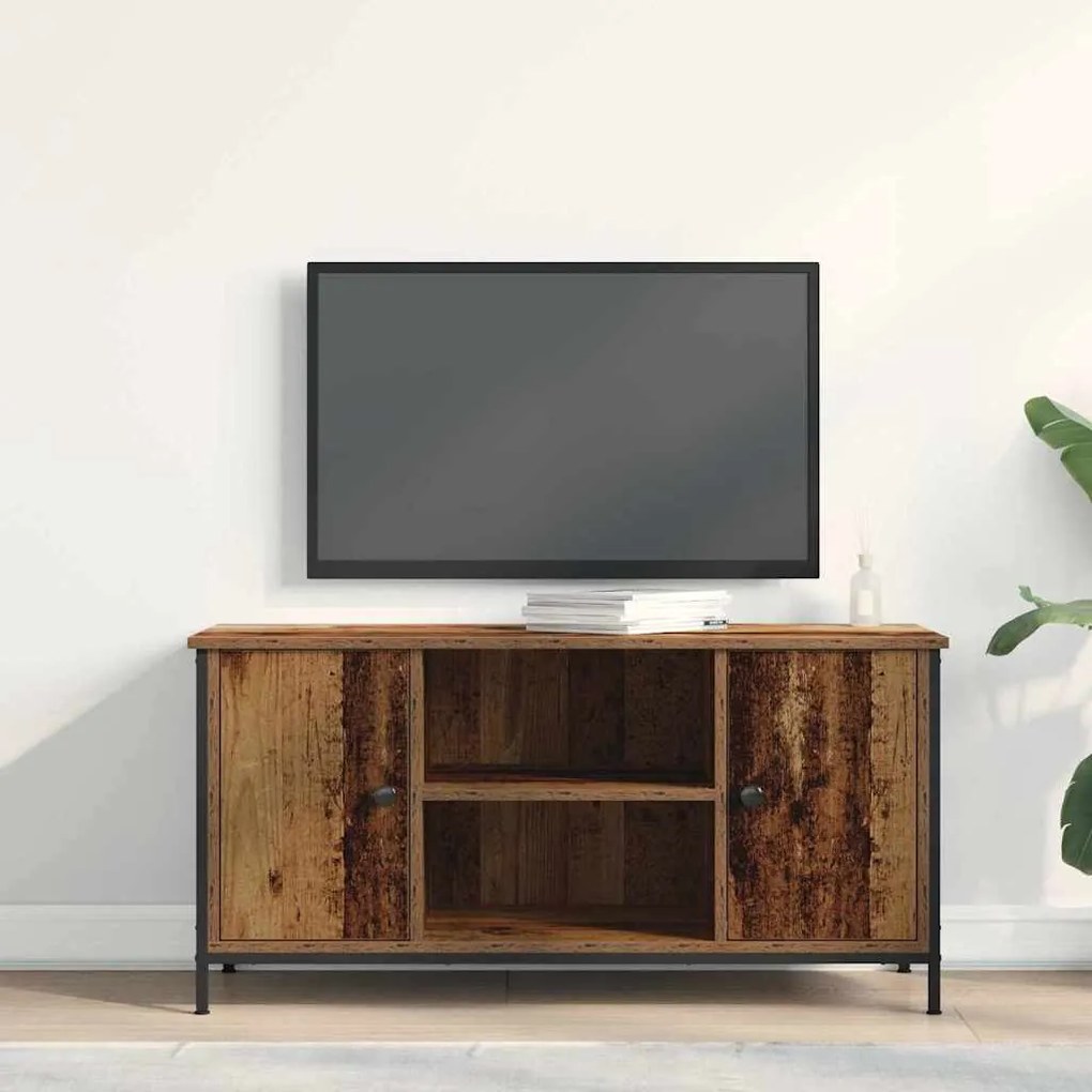 Gabinete de TV Madeira Antiga 100x40x50 cm Madeira de Engenharia e Aço