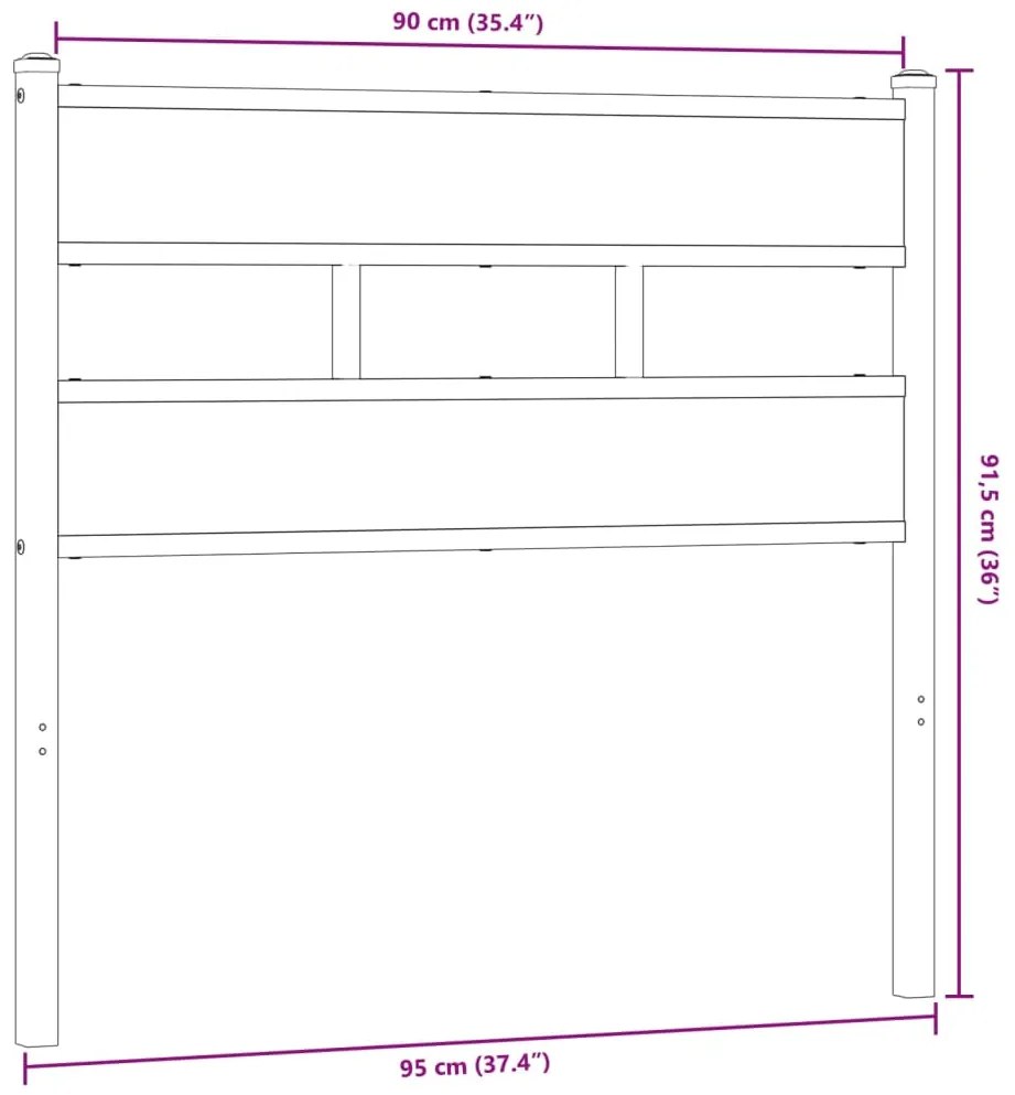 Cabeceira de cama 90 cm derivados madeira/ferro carvalho sonoma