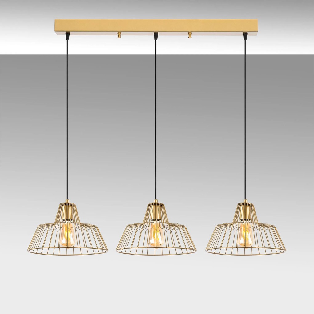 Chandelier Hakcu – Dourado Brilhante – 100 x 30 x 116 cm
