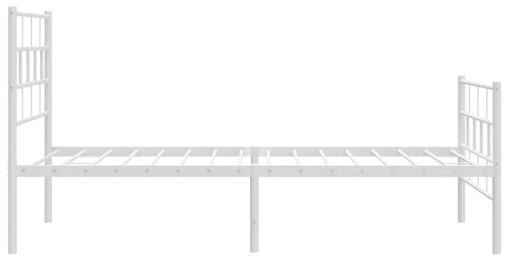 Estrutura de cama com cabeceira e pés 75x190 cm metal branco