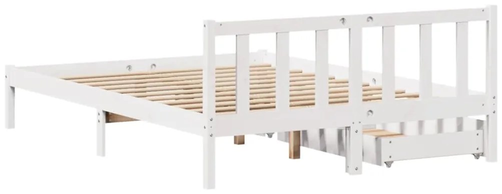 Cama sem colchão 140x190 cm madeira de pinho maciça branco