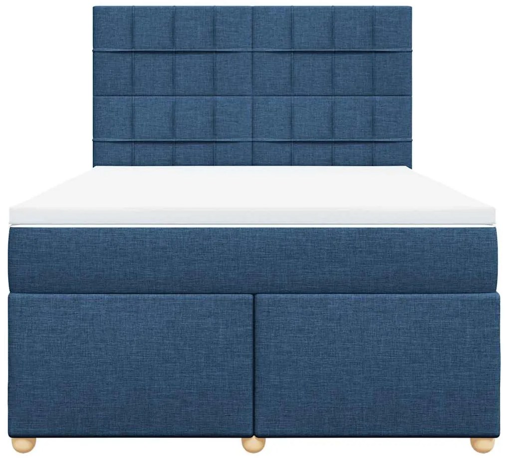 Cama com molas/colchão 140x190 cm tecido azul