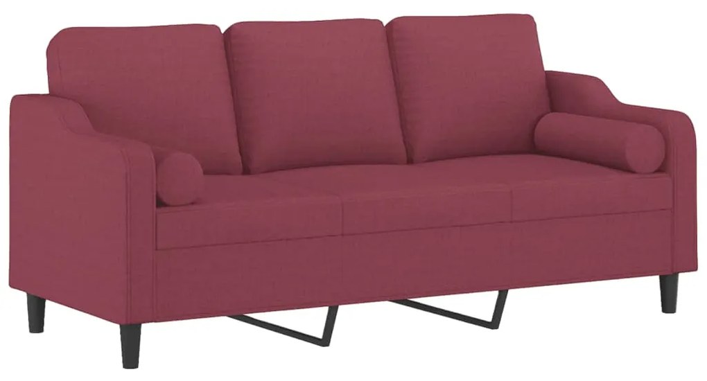 Sofá 3 lug. + almofadas decorativas 180cm tecido vermelho tinto