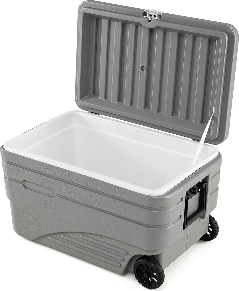 Geleira Térmica Portátil, 76 x 47 x 44,5 cm, Grande Capacidade de 98 L, Cinzento