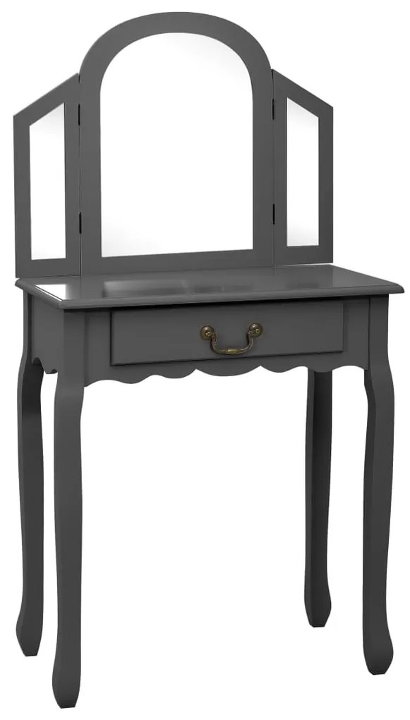 Toucador c/ banco 65x36x128 cm MDF e madeira paulownia cinzento