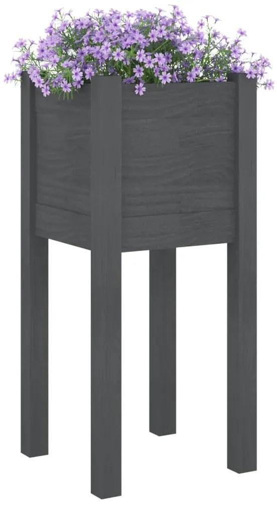 Vaso/floreira de jardim 31x31x70 cm pinho maciço cinzento