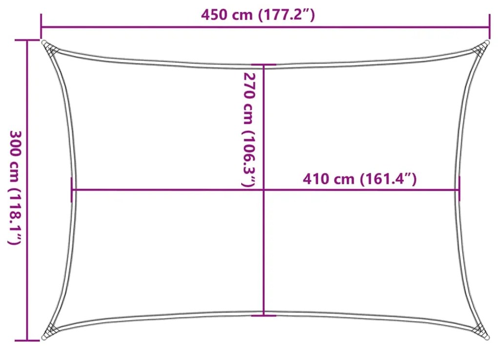 Para-sol estilo vela retangular 160 g/m² 3x4,5 m PEAD azul