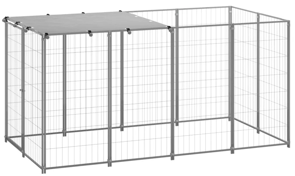 Canil para cães 2,42 m² aço prateado