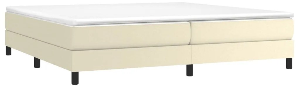 Cama com molas/colchão 200x200 cm couro artificial cor creme