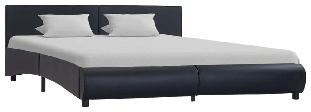 Estrutura de cama c/ LED 180x200 cm couro artificial preto