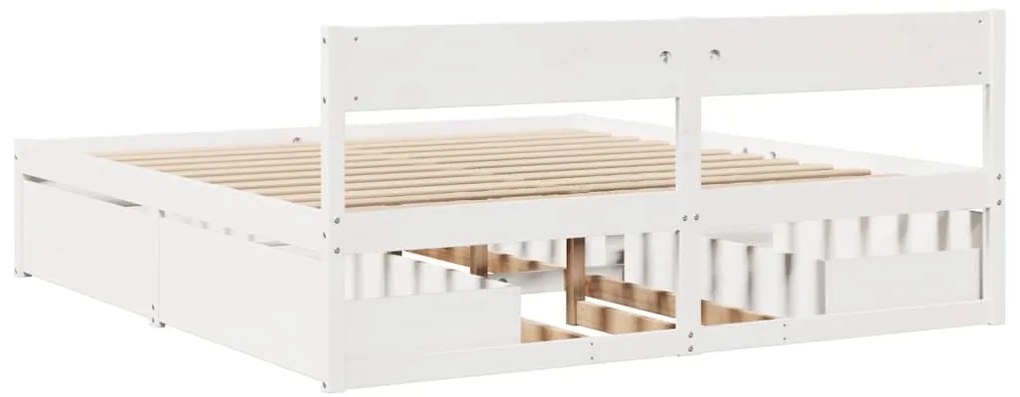 Cama sem colchão 180x200 cm madeira de pinho maciça branco
