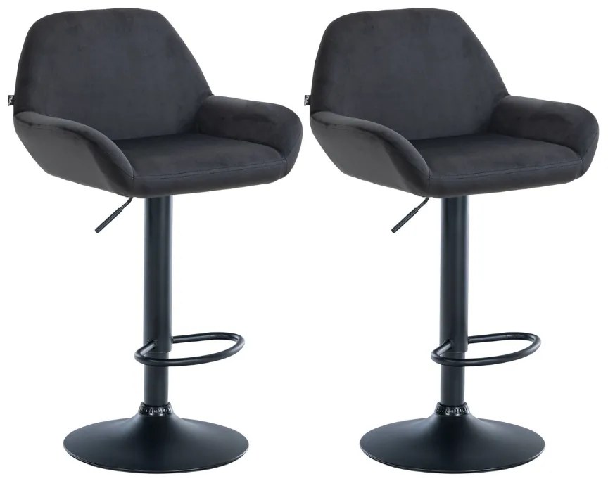 Conjunto de 2 bancos altos em veludo com estrutura preta 89-109 x 51 x 52 cm preto
