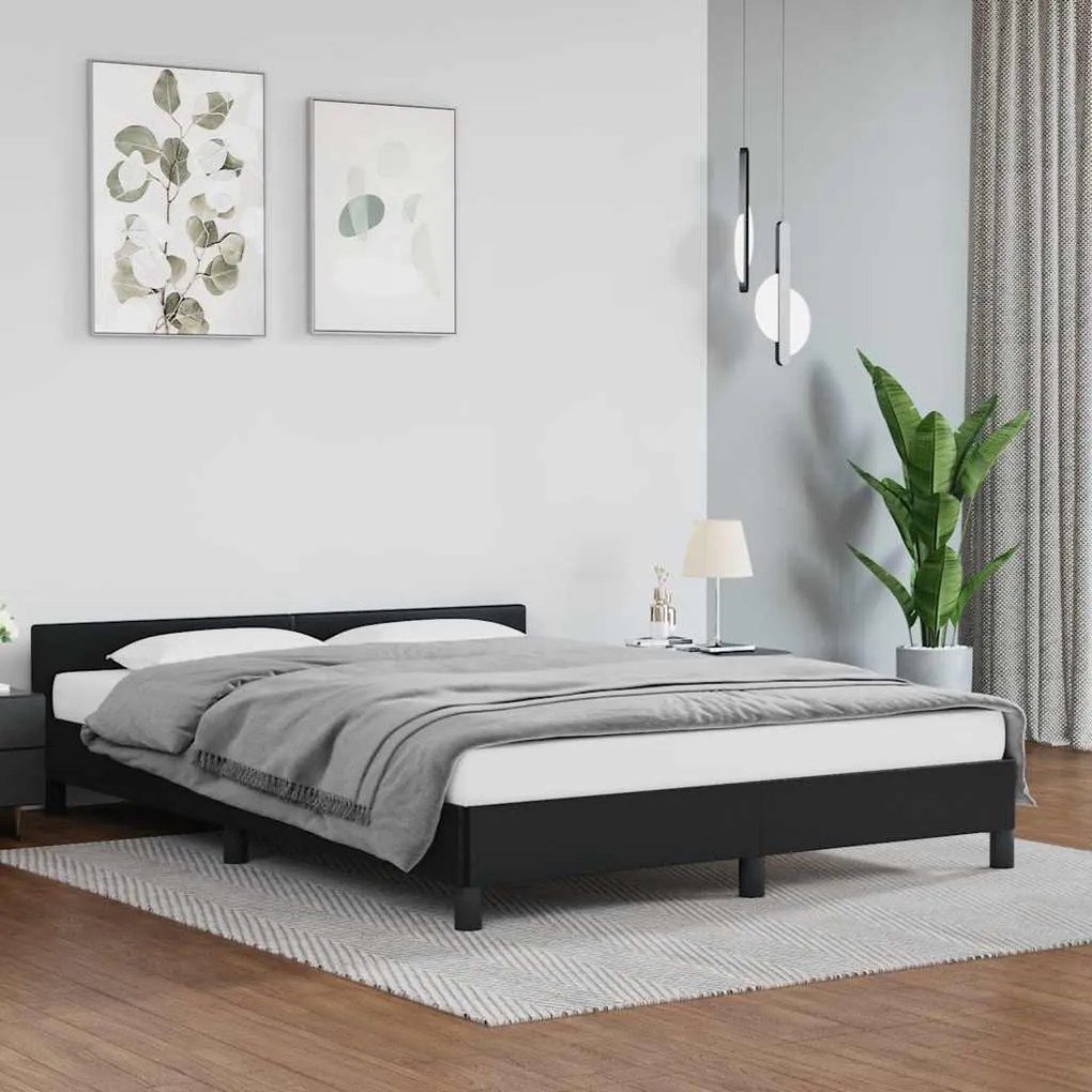 Estrutura cama c/ cabeceira sem colchão 140x190 cm preto