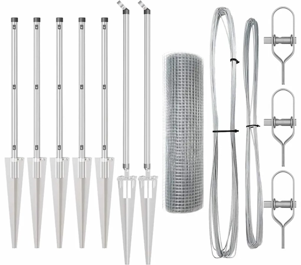Conjunto de Postes de Cerca Conjunto de 2 Aço Galvanizado 10 x 1 m