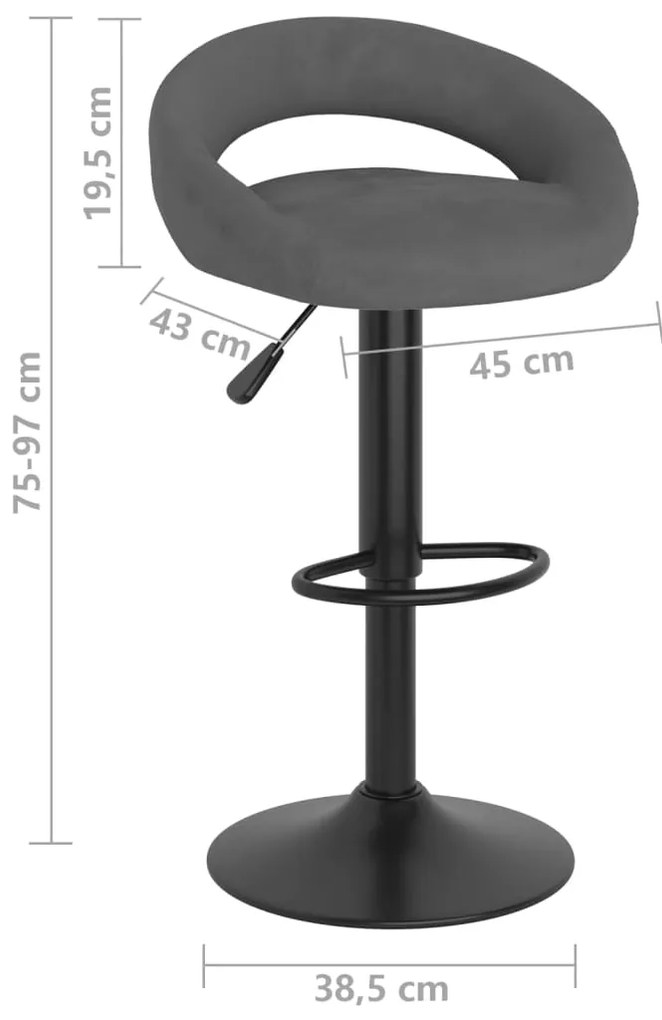 Bancos de bar 2 pcs veludo cinzento-escuro