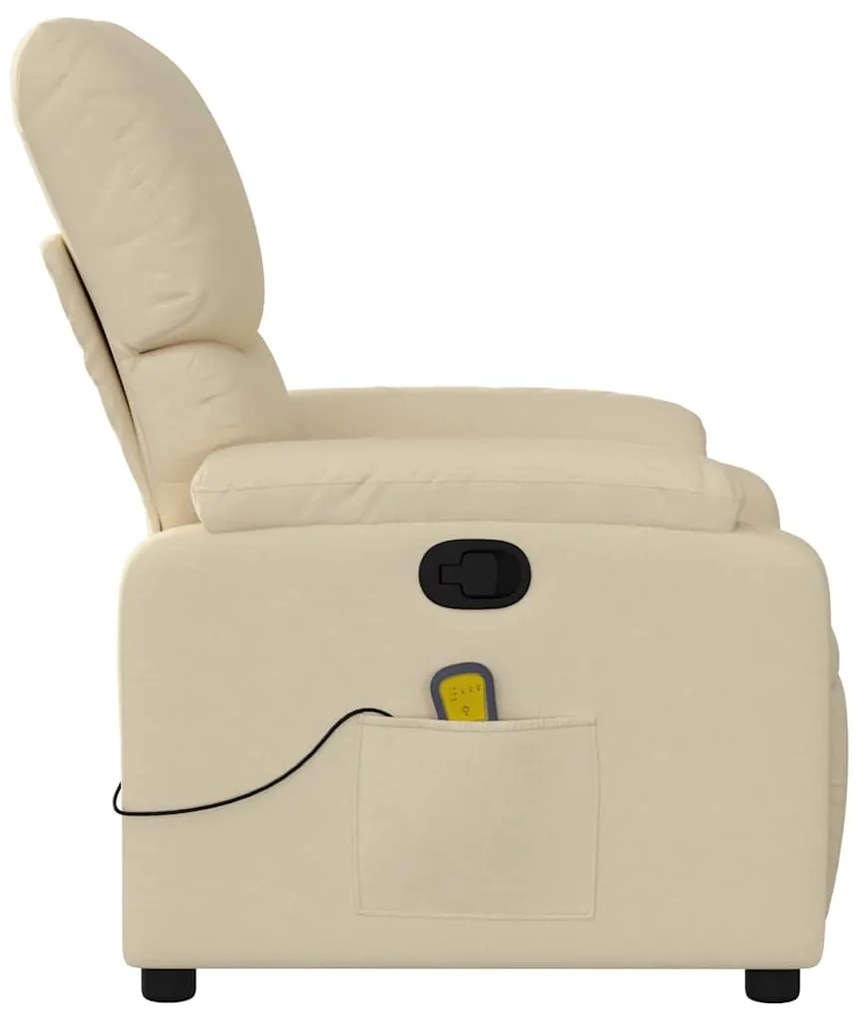 Poltrona de massagens reclinável tecido cor creme