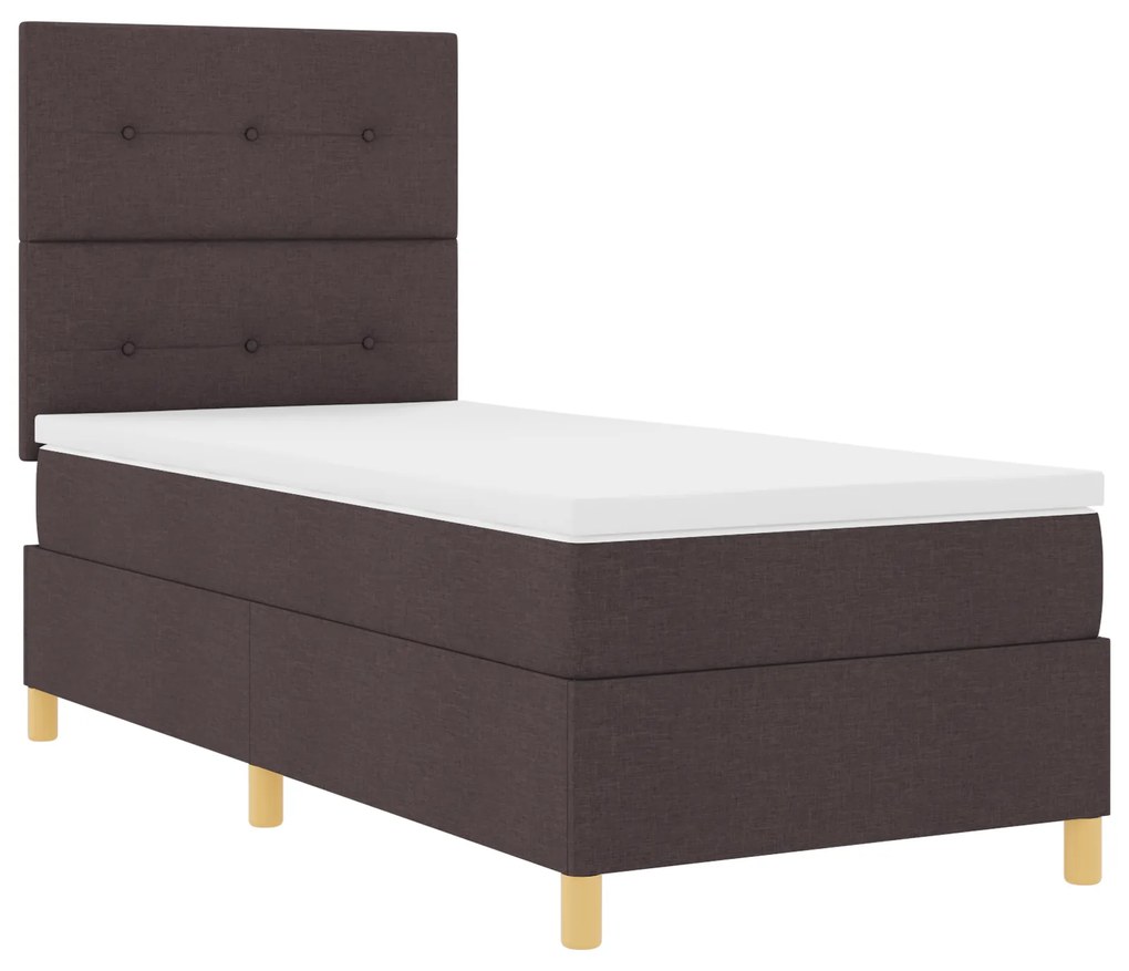 Cama Box Spring com Colchão Marrom Escuro 80x200 cm Tecido