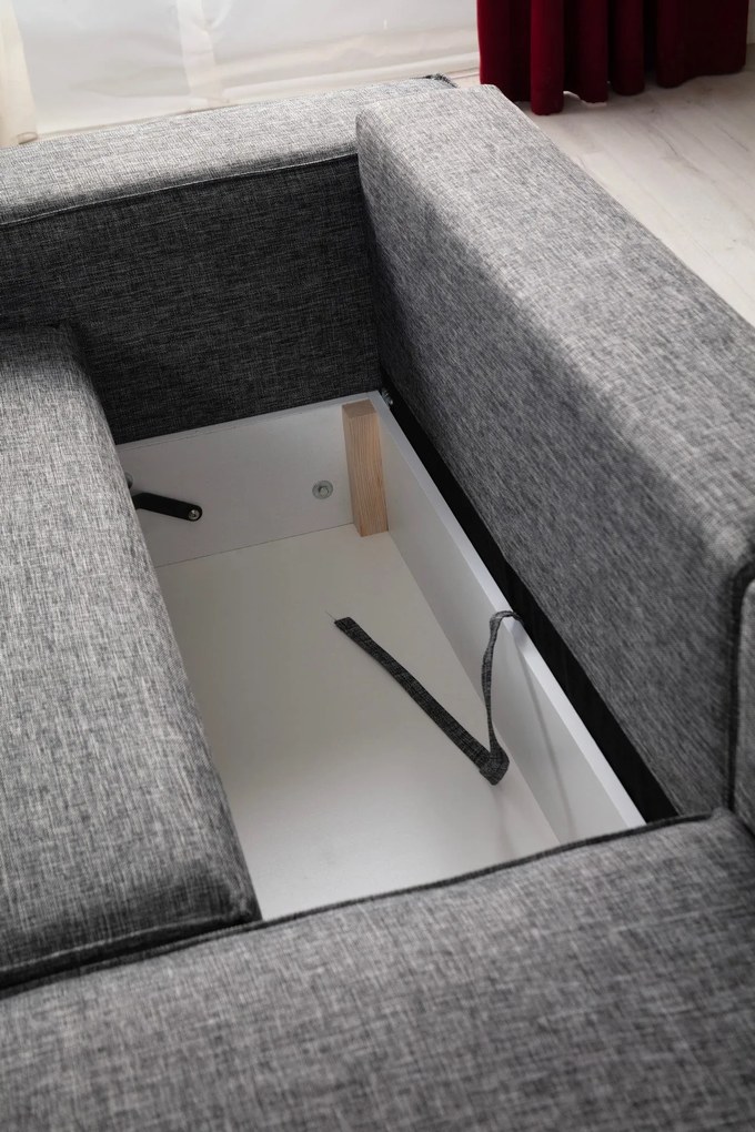 Sofá-Cama de Canto Pırlo – Cinzento Escuro – 260x78x170 cm