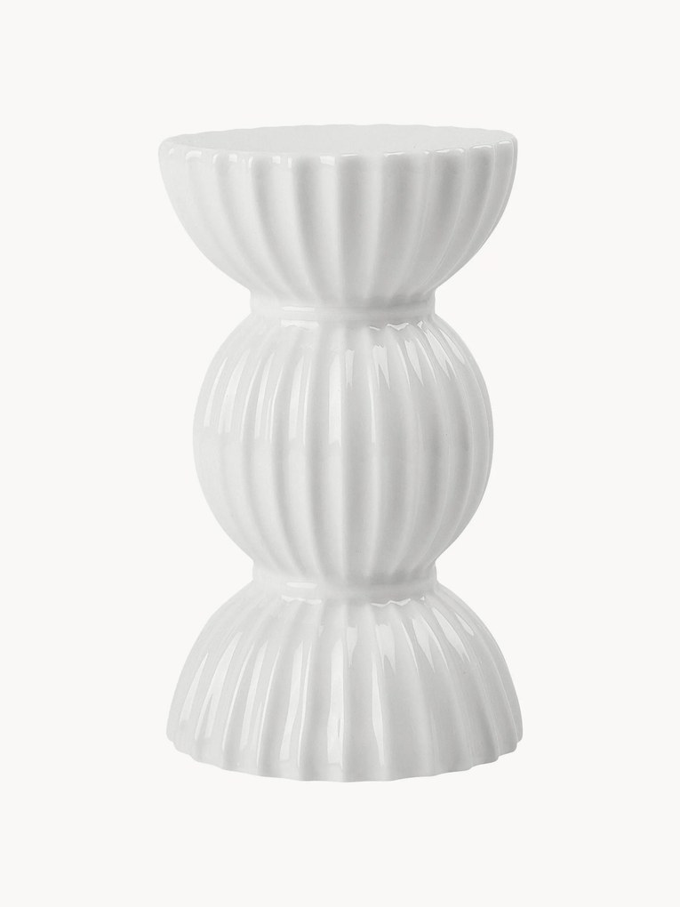 Castiçal de porcelana com superfície canelada Tura