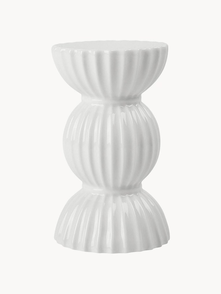 Castiçal em porcelana com superfície canelada Tura