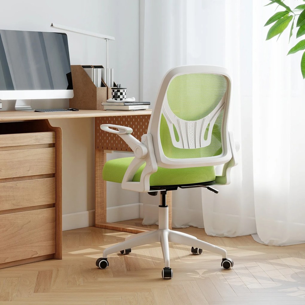 Cadeira ergonômica de mesa para computador com suporte lombar e braços dobráveis ​​- Azul-marinho