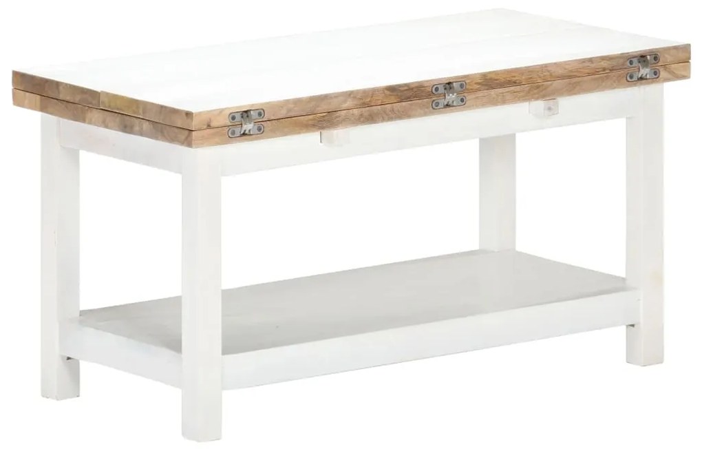 Mesa centro extensível 90x(45-90)x45 cm mangueira maciça branco