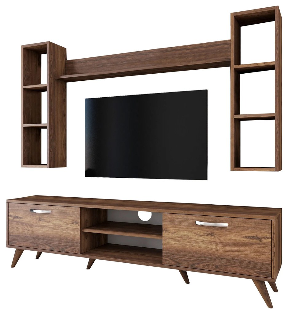 Conjunto de Móvel de TV "Askel" M2 – Design Moderno em Nogueira