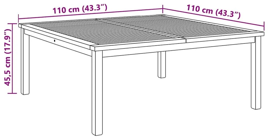 Mesa de centro Castanho 110 x 110 x 45 cm