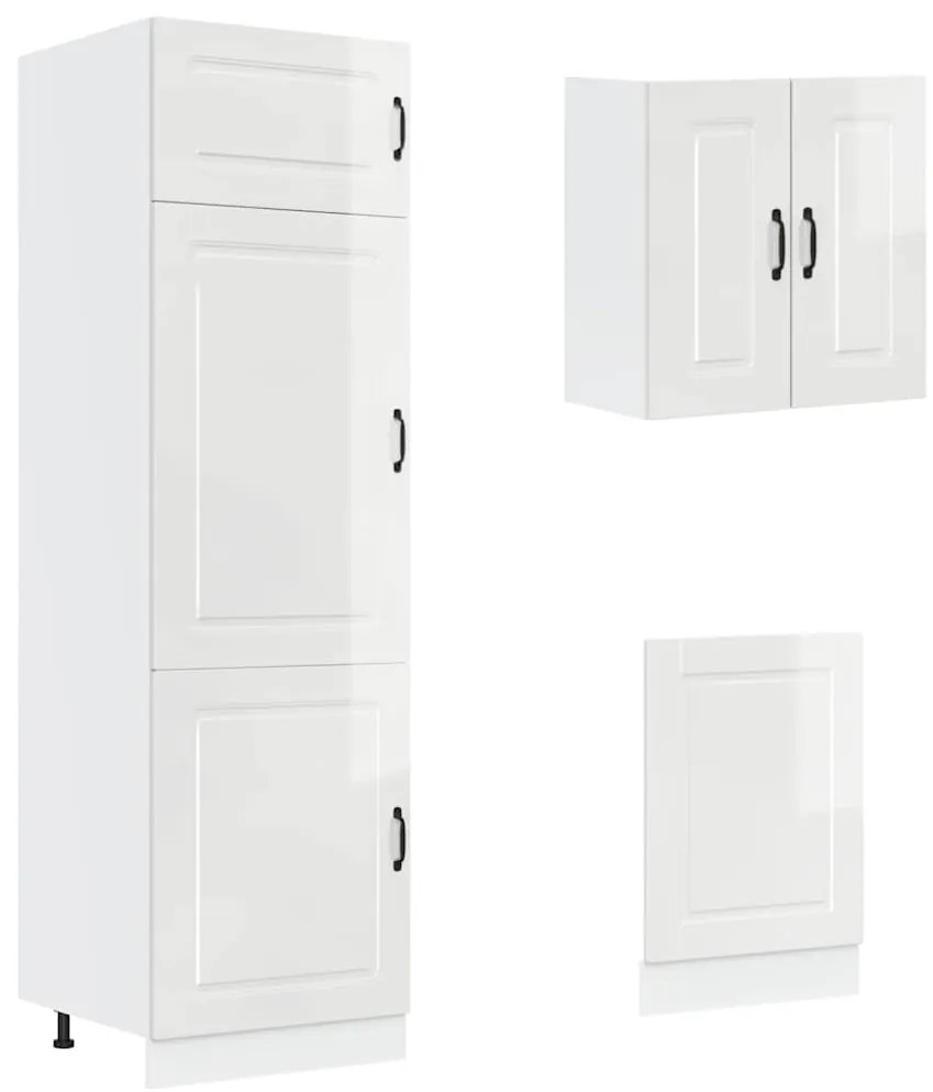 8 peças armário de cozinha conjunto Kalmar branco brilhante