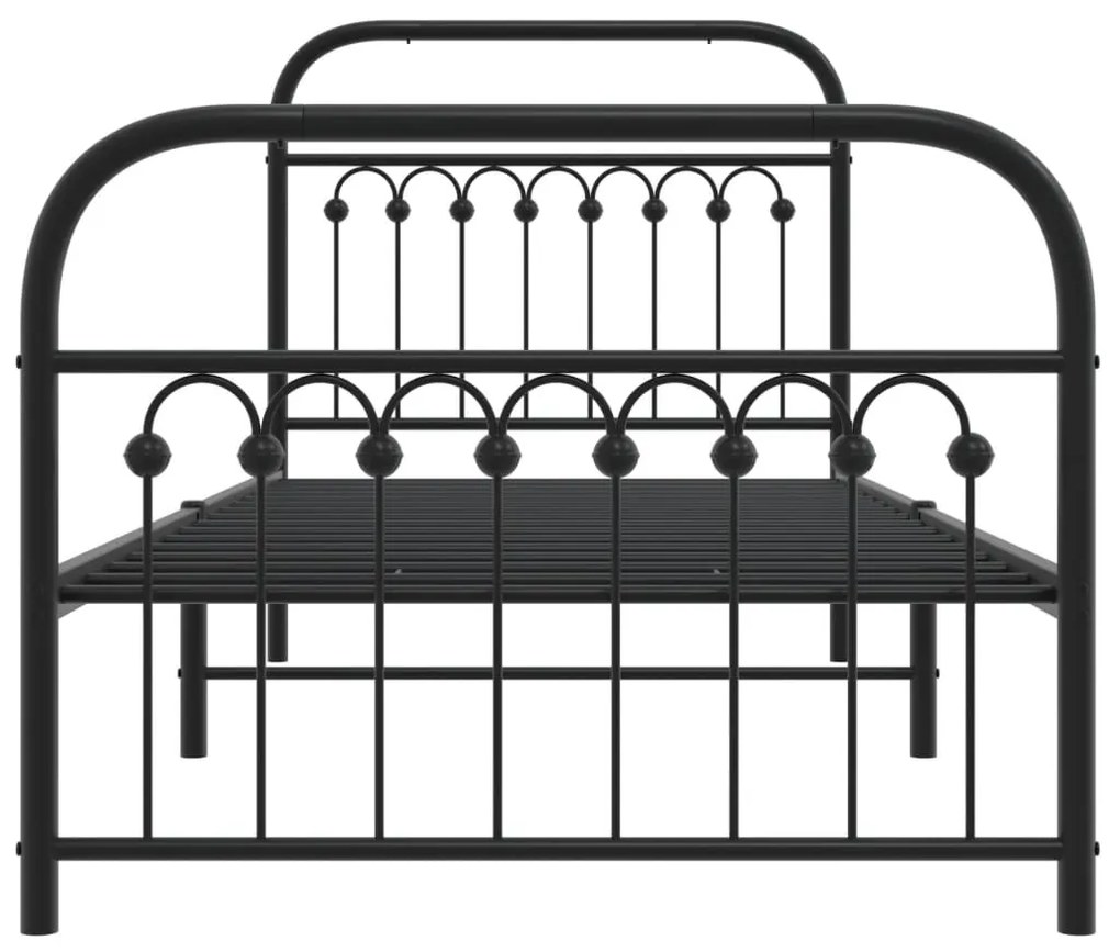 Estrutura de cama com cabeceira e pés 90x190 cm metal preto