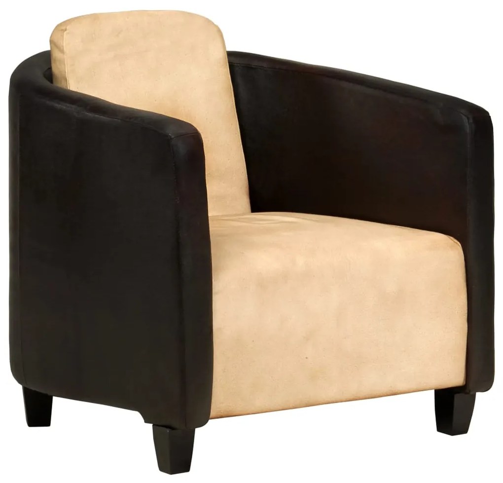 vidaXL Poltrona de couro genuíno bronze e preto
