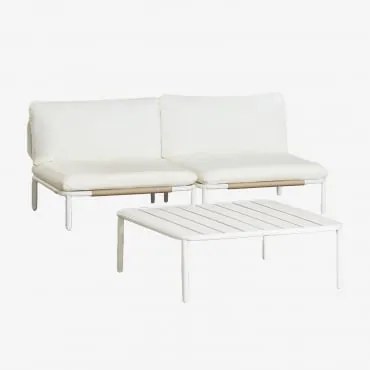 Conjunto De Jardim Com Sofá Modular De 2 Peças E Mesa De Centro Em Aço Roubly Beige De Amêndoa - Sklum