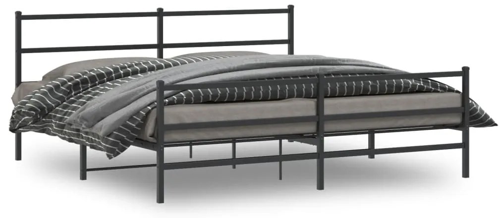 Estrutura de cama com cabeceira e pés 183x213 cm metal preto