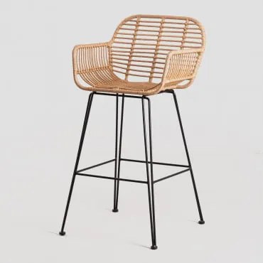 Banqueta Alta Para Jardim Em Rattan Sintético Eska Preto & ↑75 Cm - Sklum