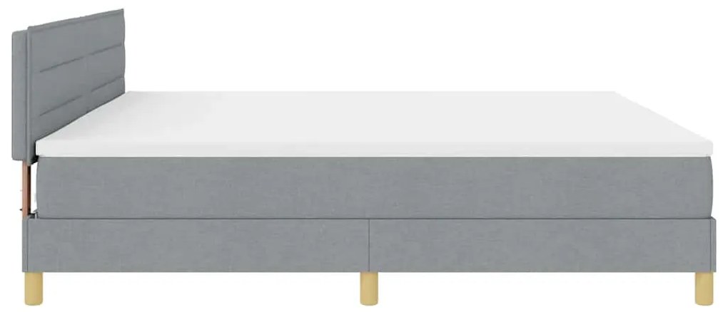 Cama Box com Colchão &amp; Luz LED Cinza Claro 200x200 cm Tecido