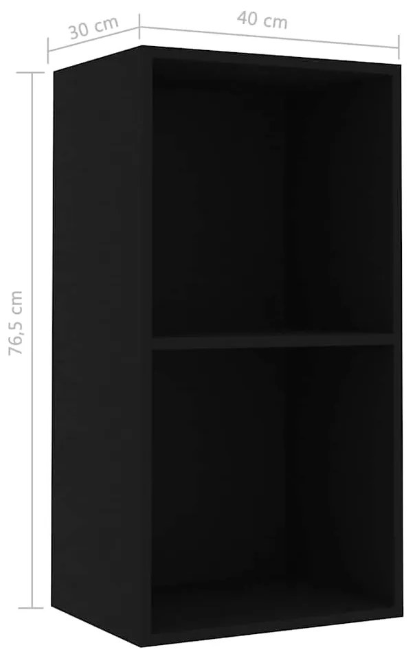 Estante com 2 prateleiras 40x30x76,5 cm contraplacado preto