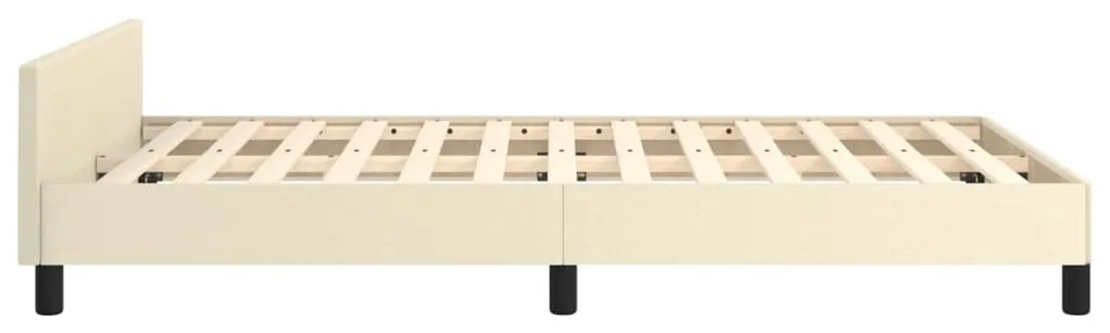 Estrutura de cama c/ cabeceira couro artificial 120x200cm creme