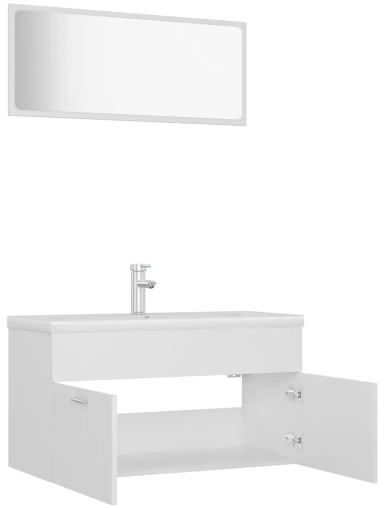 Conjunto de móveis de casa de banho derivados de madeira branco