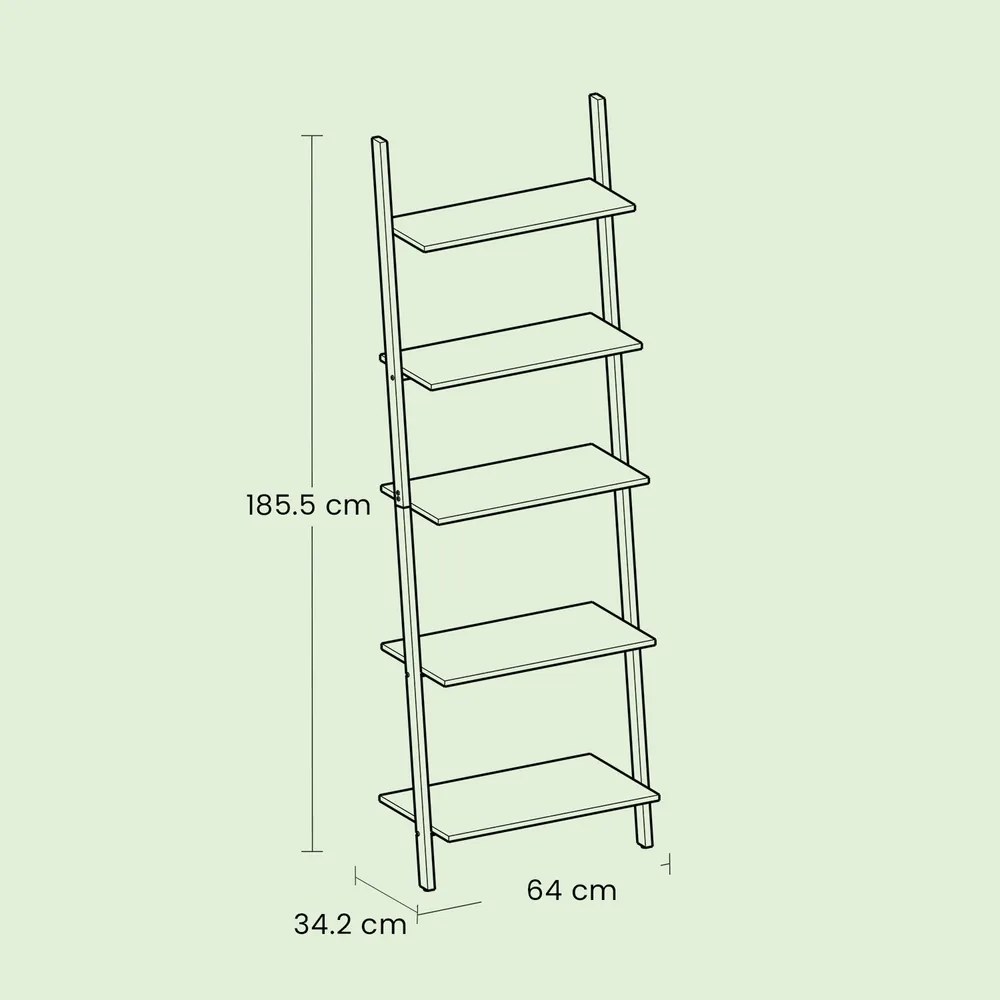 Estante de 6 prateleiras tipo escada para livros 30 x 60 x 204,8 cm castanho-preto