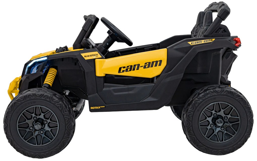 Carro elétrico para Crianças 24V 4x4 4 motores 200W ATV CAN-AM Maverick Rodas Espuma EVA, assento couro ecológico Carga até 30 kg Amarelo