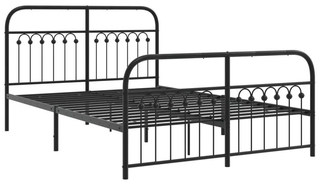 Estrutura de cama com cabeceira e pés 140x200 cm metal preto