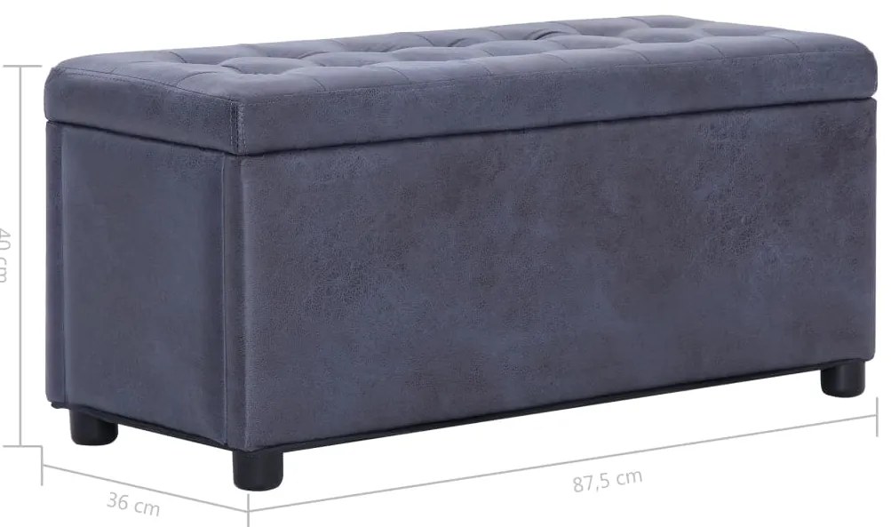 Banco de arrumação 87,5 cm camurça artificial cinzento