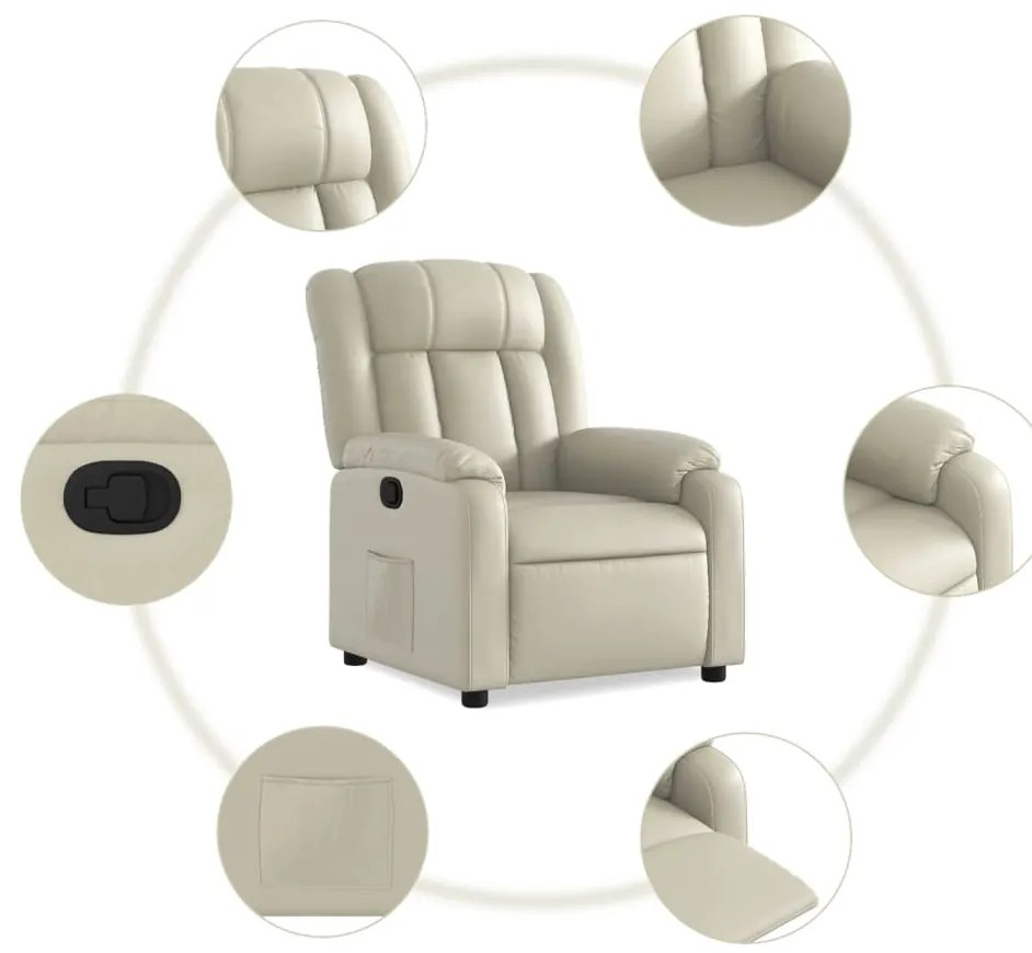 Poltrona reclinável couro artificial cor creme