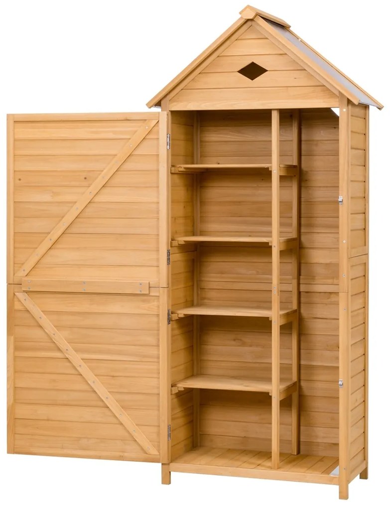Abrigo jardim para ferramentas Armário de madeira com compartimento de arrumação exterior 70x35,5x176 cm
