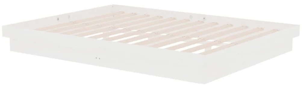 Estrutura de cama casal 135x190 cm madeira maciça branco