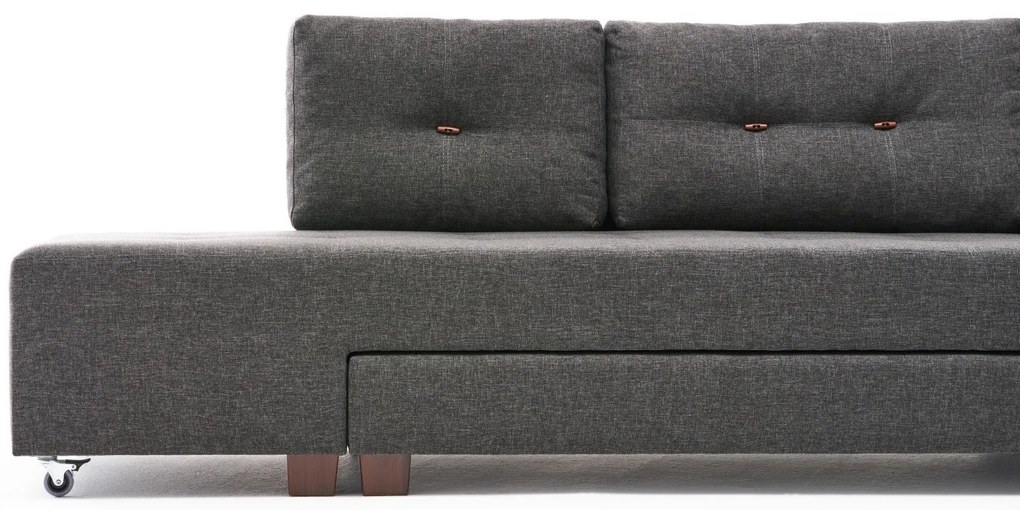 Sofá-cama de canto Manama – Antracite – 280 cm x 85 cm x 206 cm
